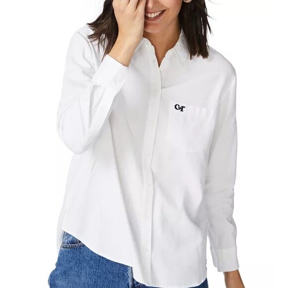 COURT & ROWE Tops - Court & Rowe Ivory Long Sleeve Button-Up Shirt Cotton Modal Size 3X